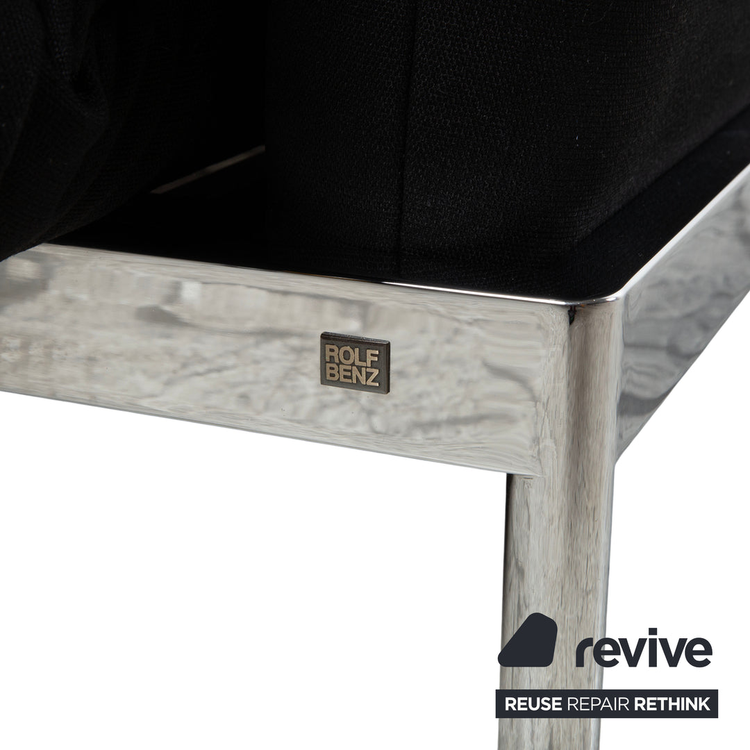 Canapé d'angle Rolf Benz Plura en tissu noir, à réglage manuel, finition chromée