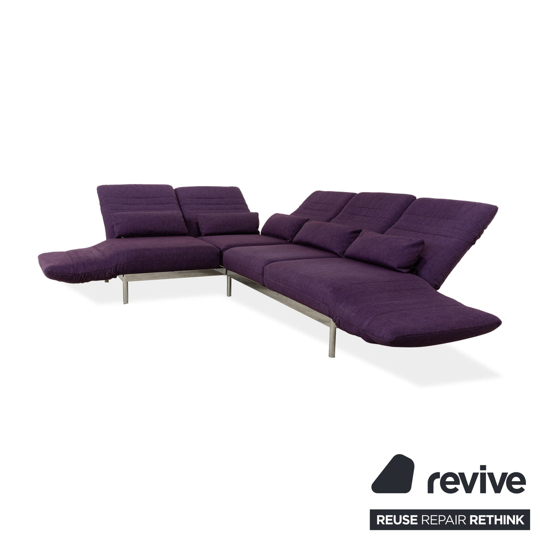 Rolf Benz Plura fabric corner sofa violet purple manual function sofa couch