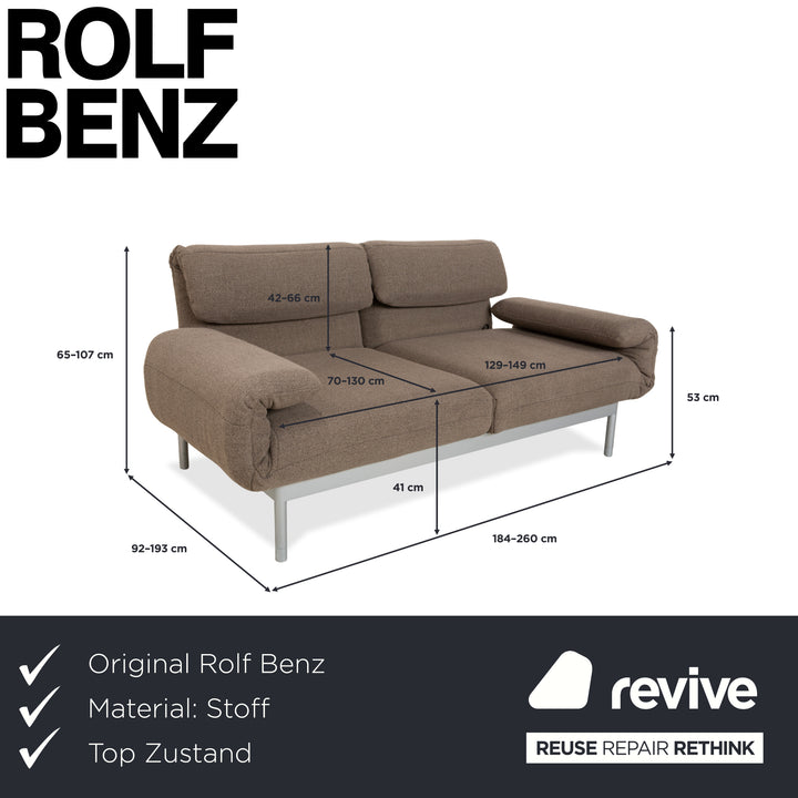 Canapé deux places Rolf Benz Plura en tissu gris à commande manuelle