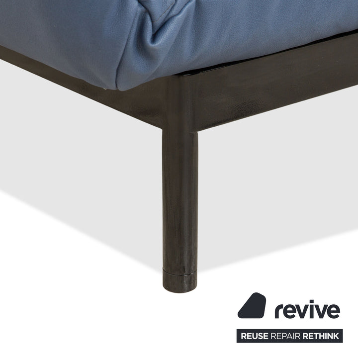 Canapé deux places en cuir Rolf Benz Plura, bleu, fonction manuelle, retapissé, GAVIN 113