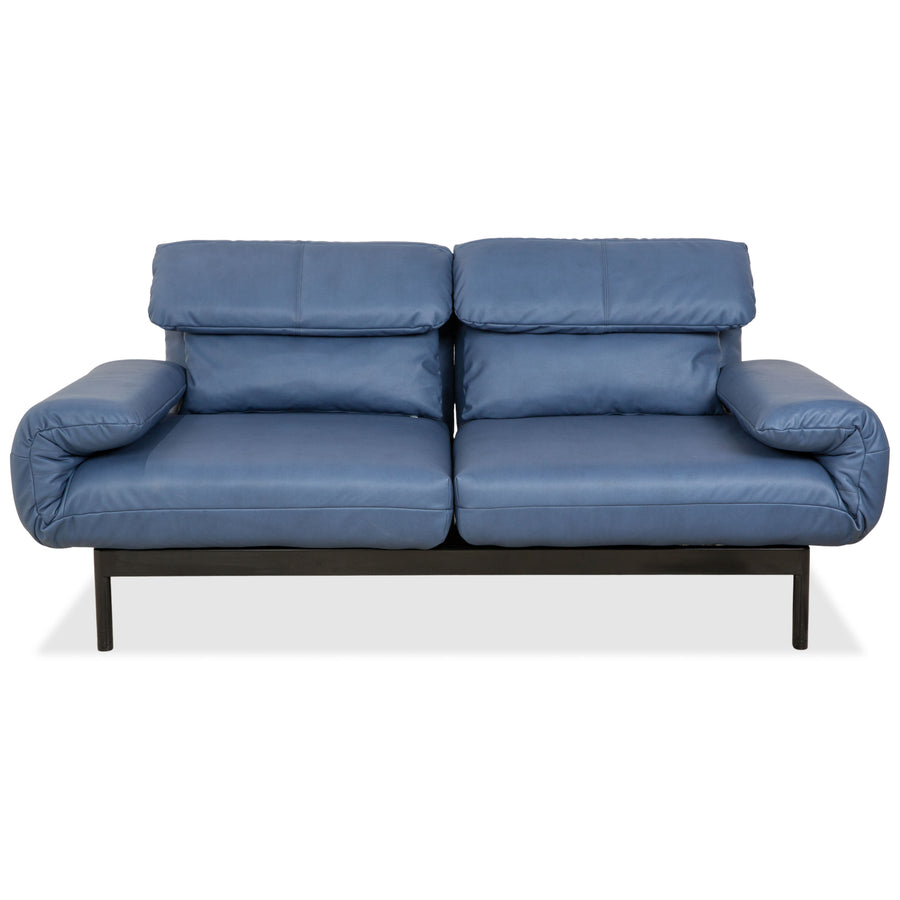 Rolf Benz Plura Zweisitzer Leder Sofa Blau manuelle Funktion Neubezug GAVIN 113