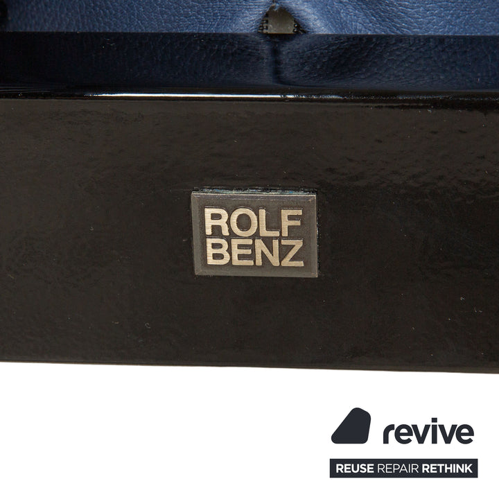 Canapé deux places en cuir Rolf Benz Plura, bleu, fonction manuelle, retapissé, GAVIN 113