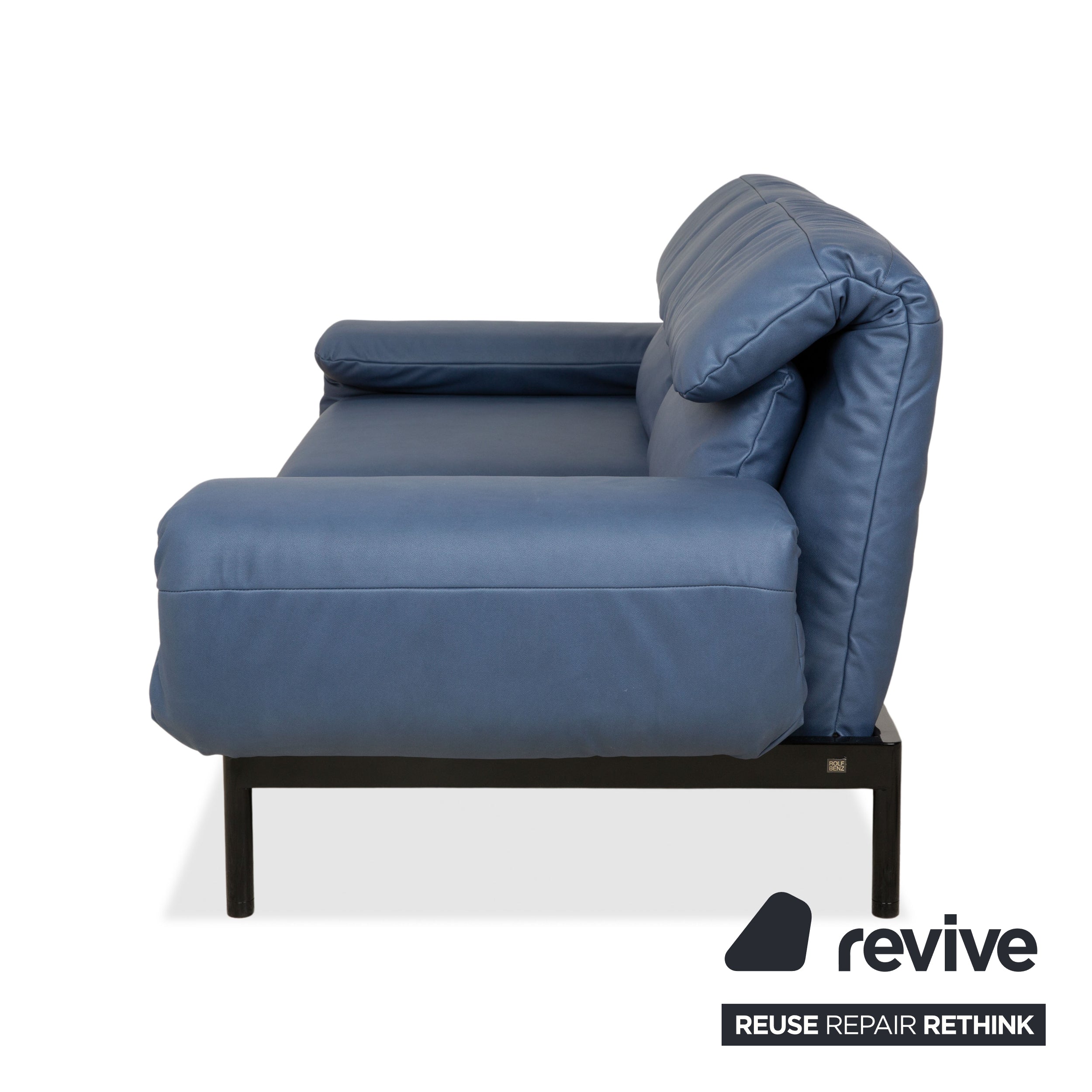 Rolf Benz Plura Zweisitzer Leder Sofa Blau manuelle Funktion Neubezug GAVIN 113
