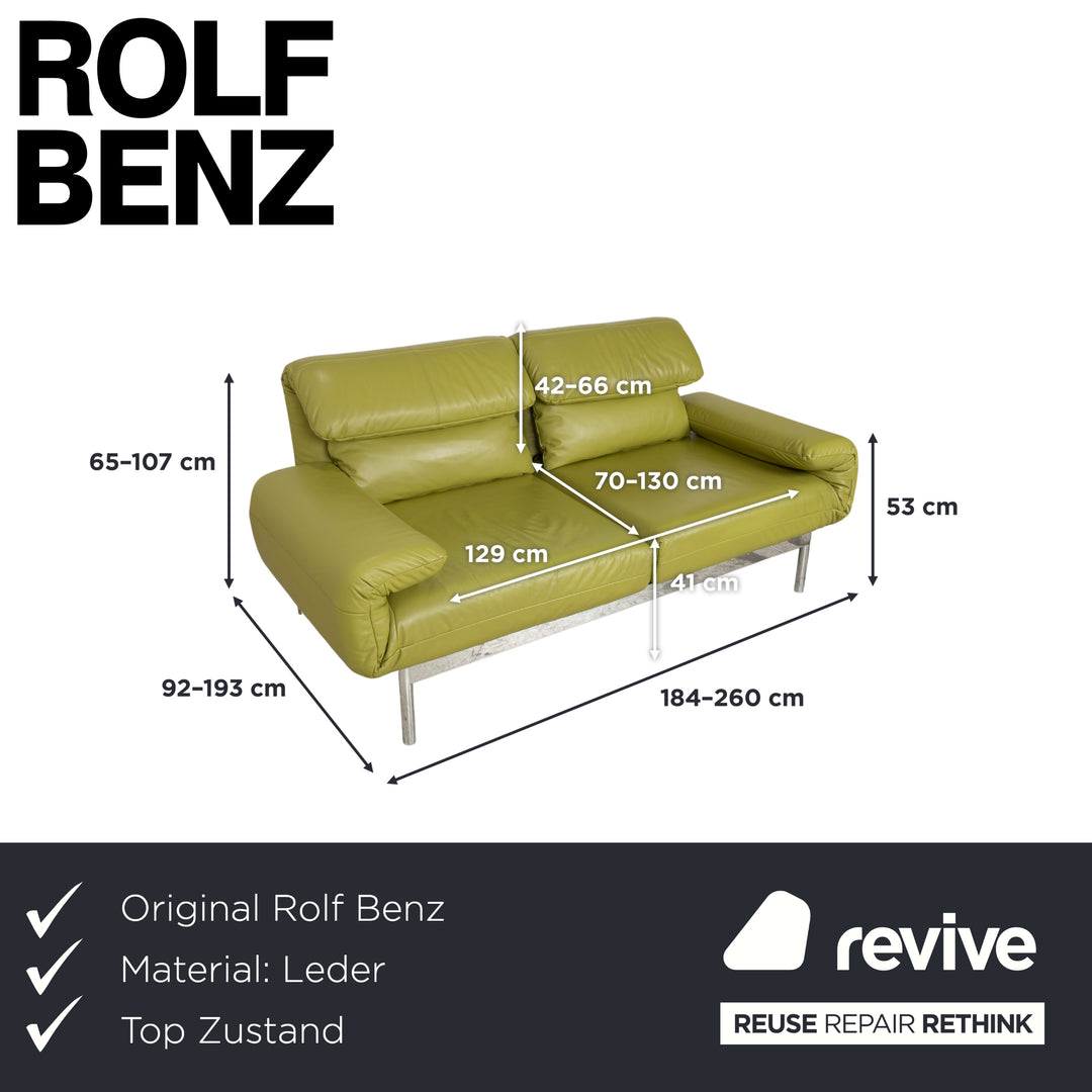 Rolf Benz Plura Zweisitzer Leder Sofa Grün Gelb manuelle Funktion