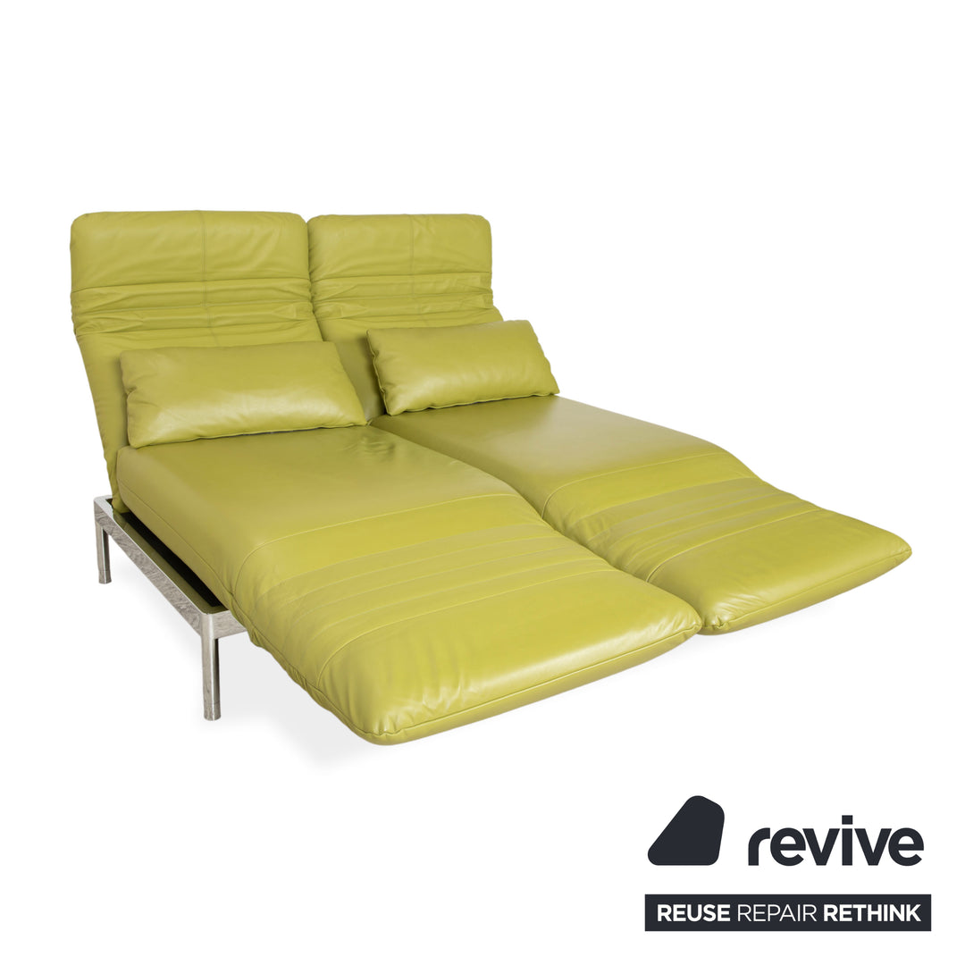 Rolf Benz Plura Zweisitzer Leder Sofa Grün Gelb manuelle Funktion