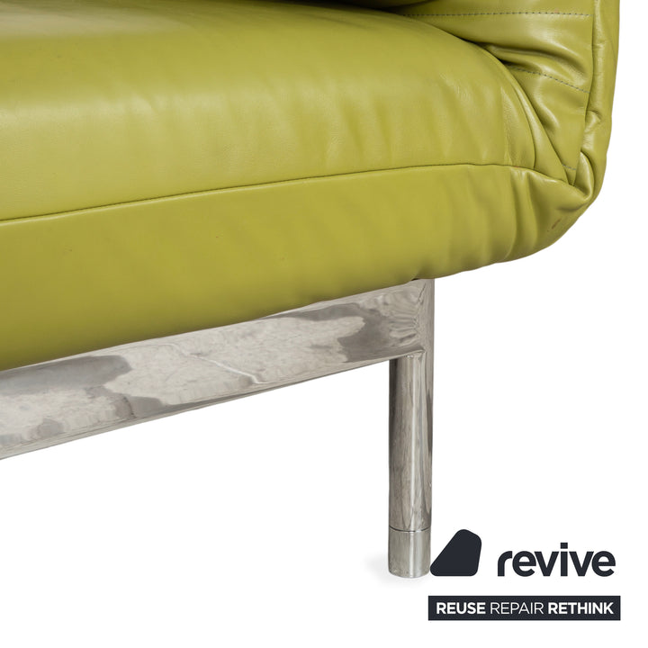 Rolf Benz Plura Zweisitzer Leder Sofa Grün Gelb manuelle Funktion