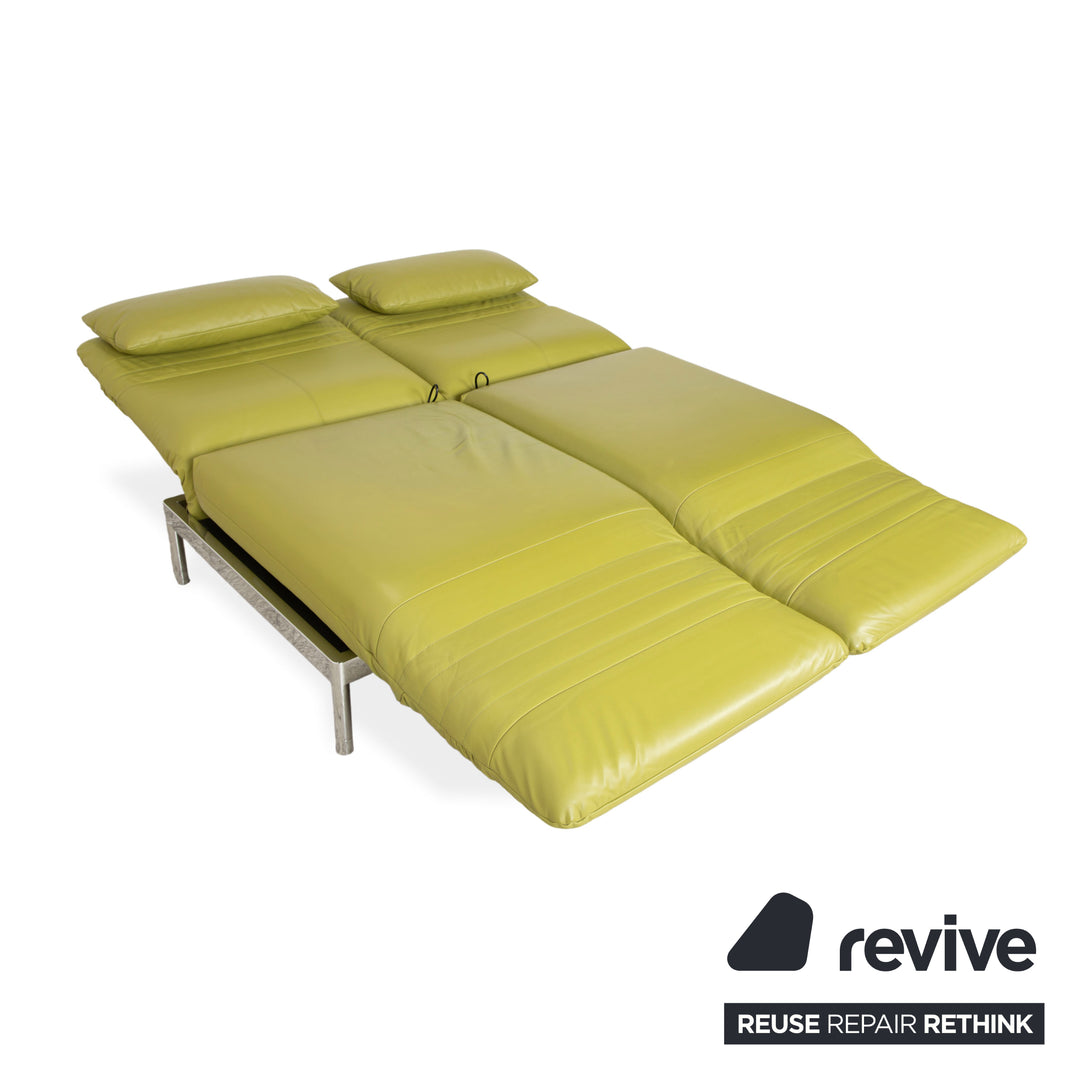 Rolf Benz Plura Zweisitzer Leder Sofa Grün Gelb manuelle Funktion