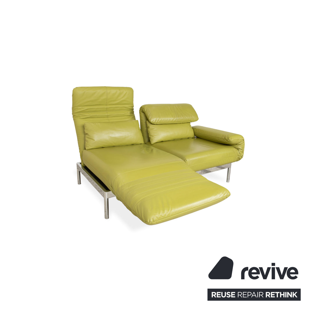 Rolf Benz Plura Zweisitzer Leder Sofa Grün Gelb manuelle Funktion
