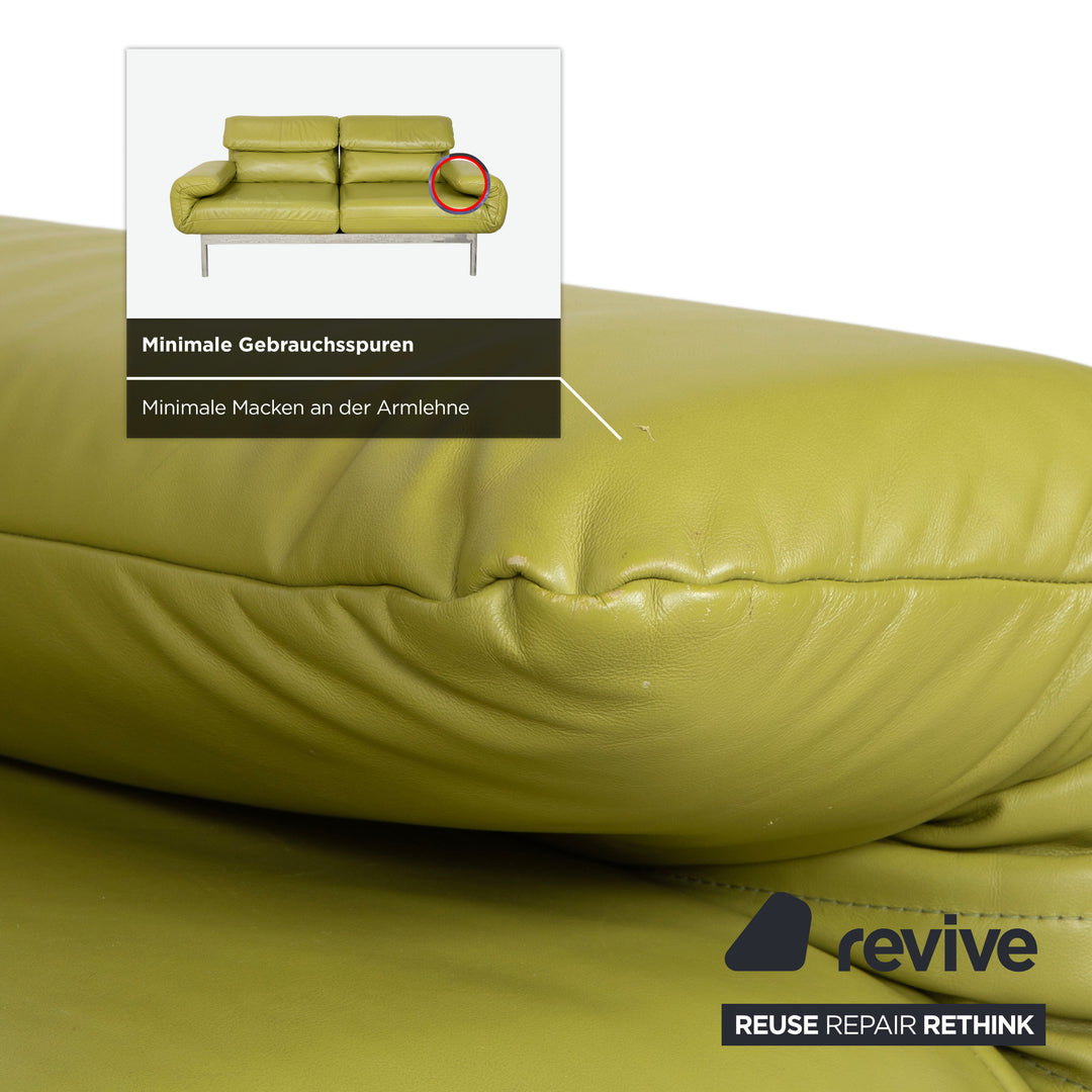 Rolf Benz Plura Zweisitzer Leder Sofa Grün Gelb manuelle Funktion