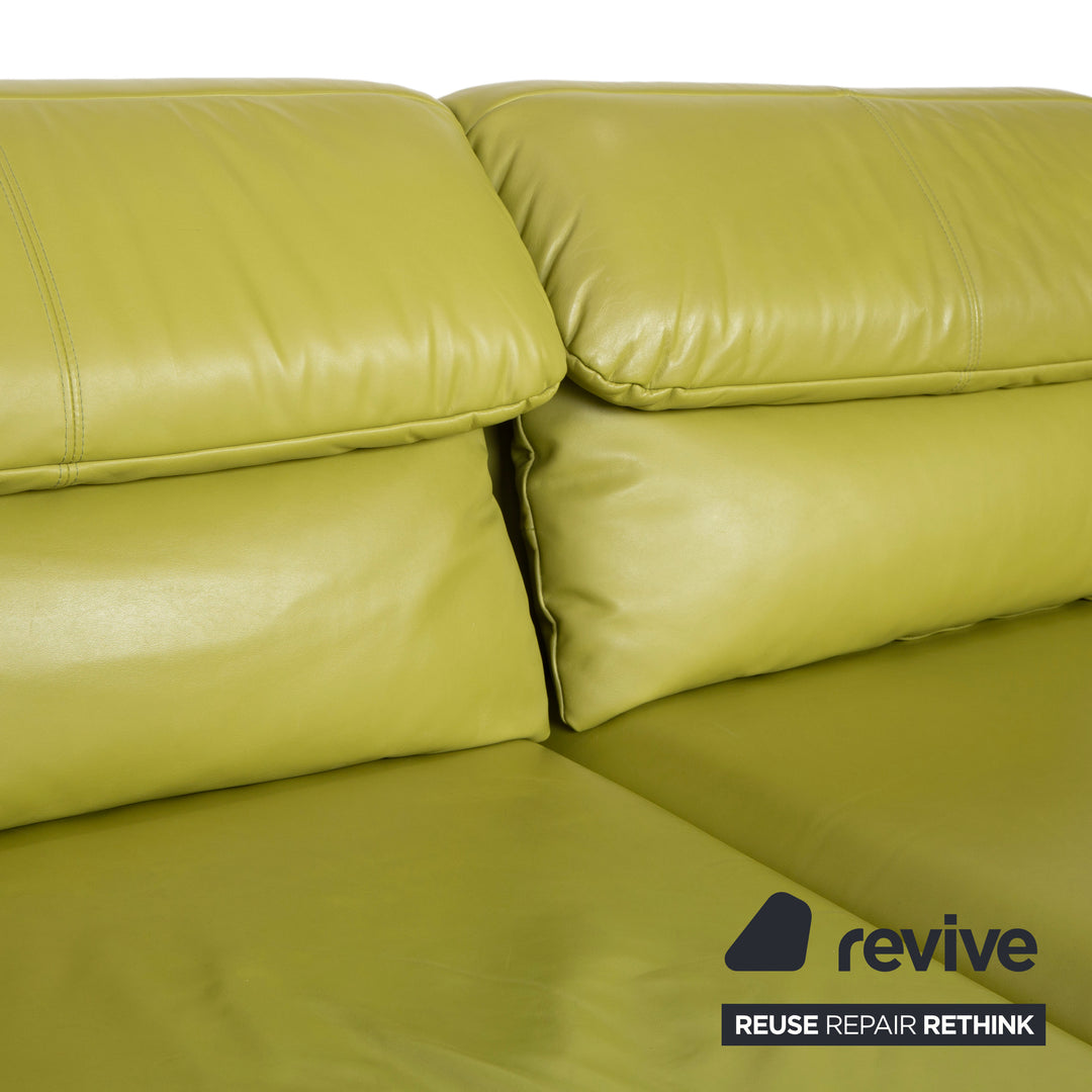 Rolf Benz Plura Zweisitzer Leder Sofa Grün Gelb manuelle Funktion
