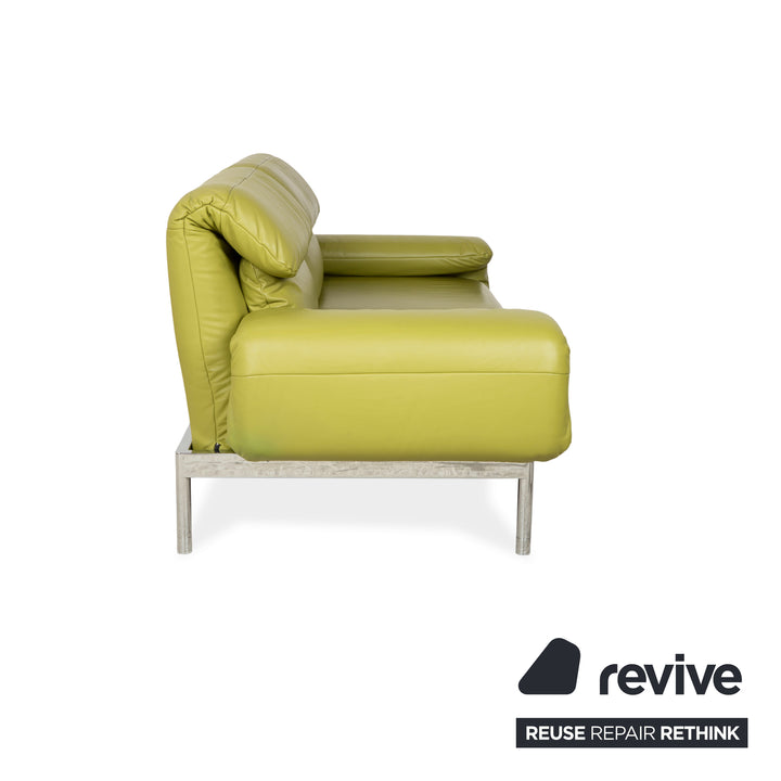 Rolf Benz Plura Zweisitzer Leder Sofa Grün Gelb manuelle Funktion