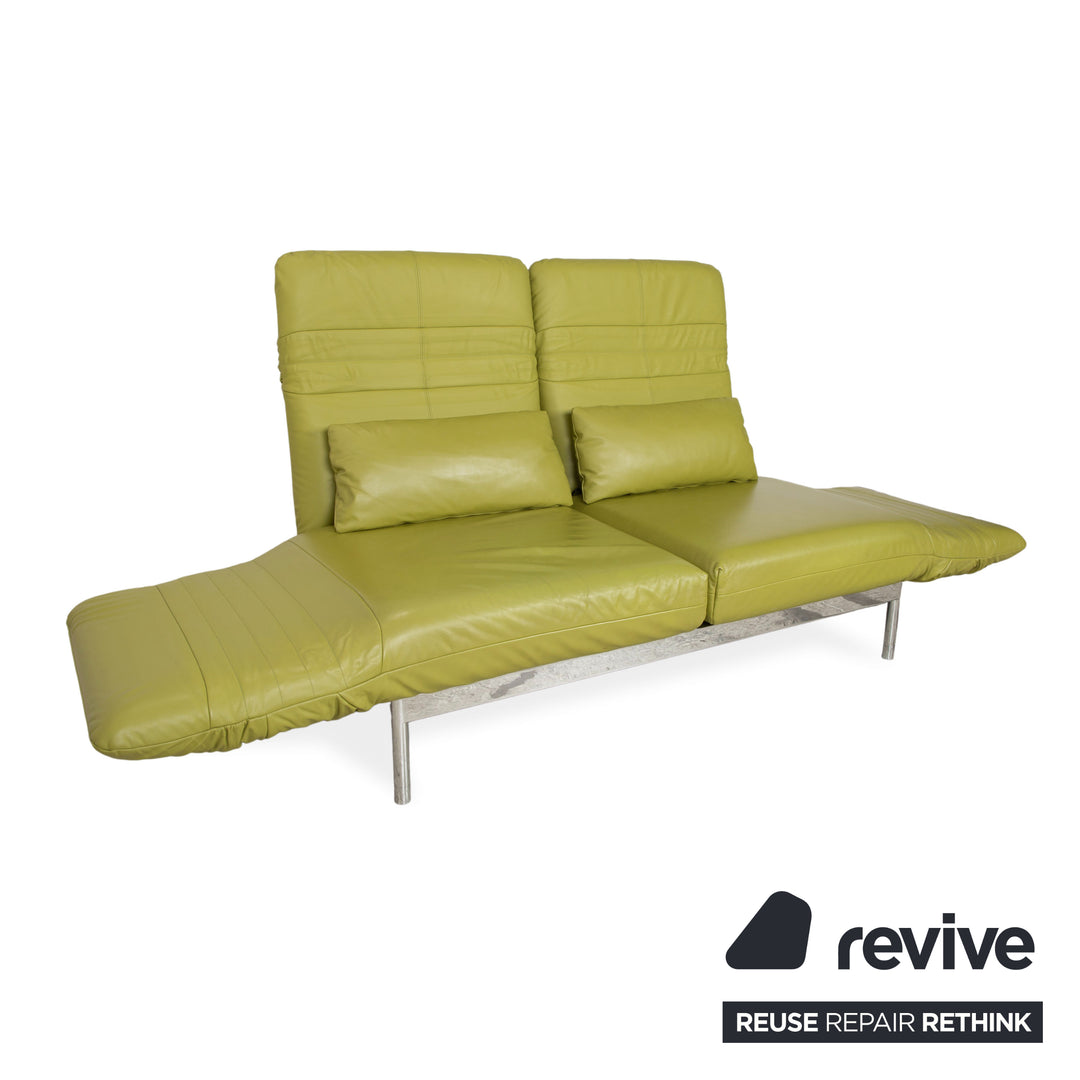 Rolf Benz Plura Zweisitzer Leder Sofa Grün Gelb manuelle Funktion