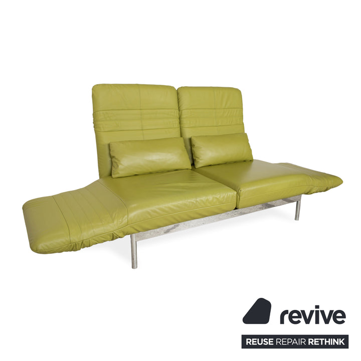 Rolf Benz Plura Zweisitzer Leder Sofa Grün Gelb manuelle Funktion