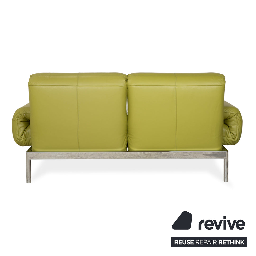 Rolf Benz Plura Zweisitzer Leder Sofa Grün Gelb manuelle Funktion
