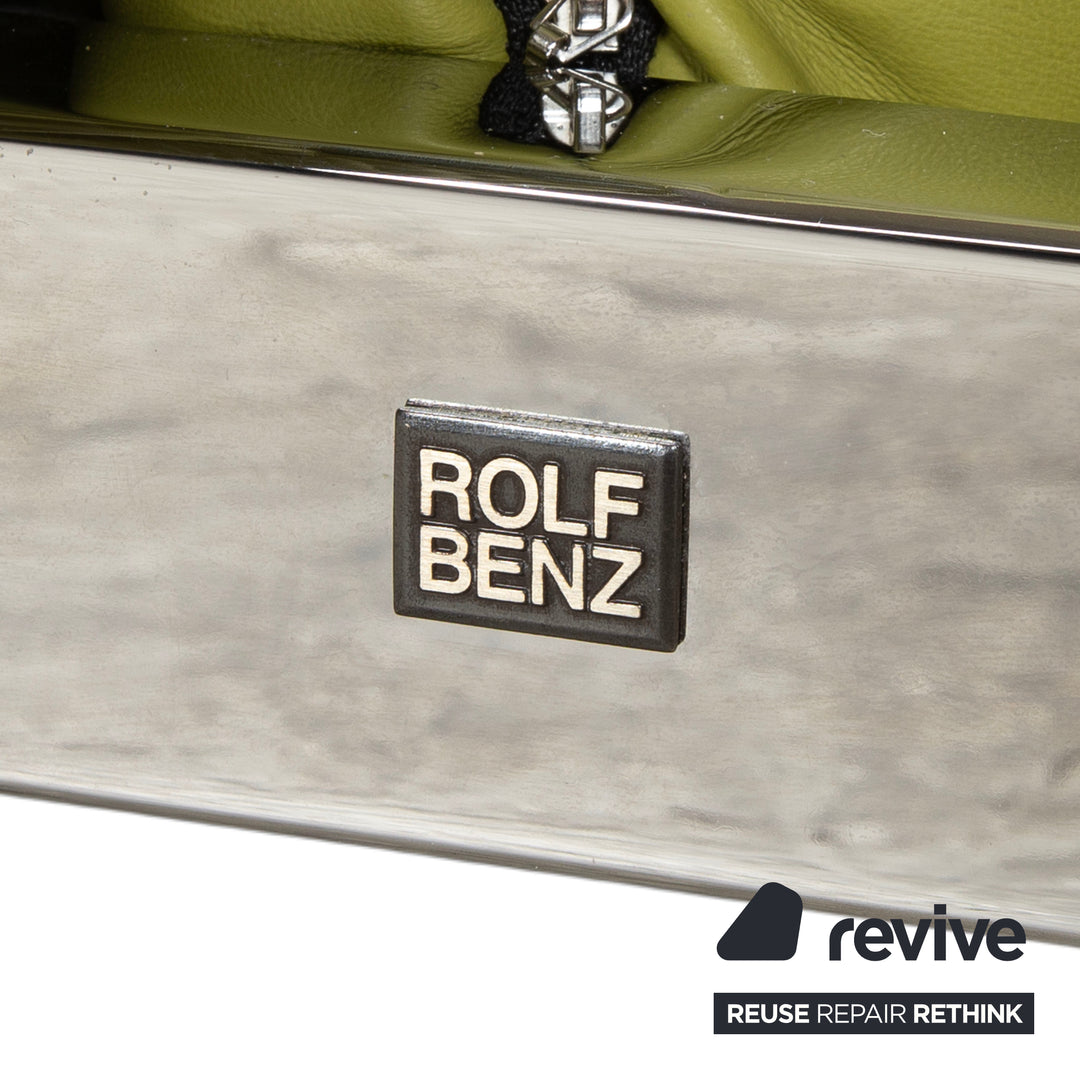 Rolf Benz Plura Zweisitzer Leder Sofa Grün Gelb manuelle Funktion