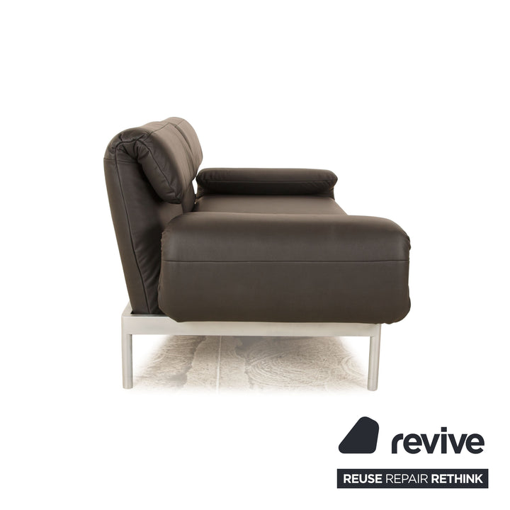 Rolf Benz Plura Zweisitzer Sofa veganes Leder (Textilleder) Schwarz Grau manuelle Funktion Couch Relaxfunktion