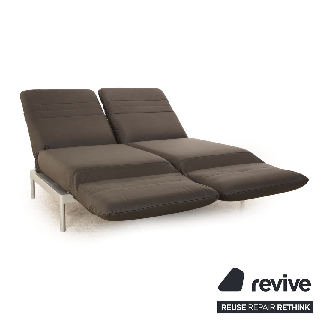 Rolf Benz Plura two-seater sofa vegan leather (textile leather) black grey manual function couch relaxation function