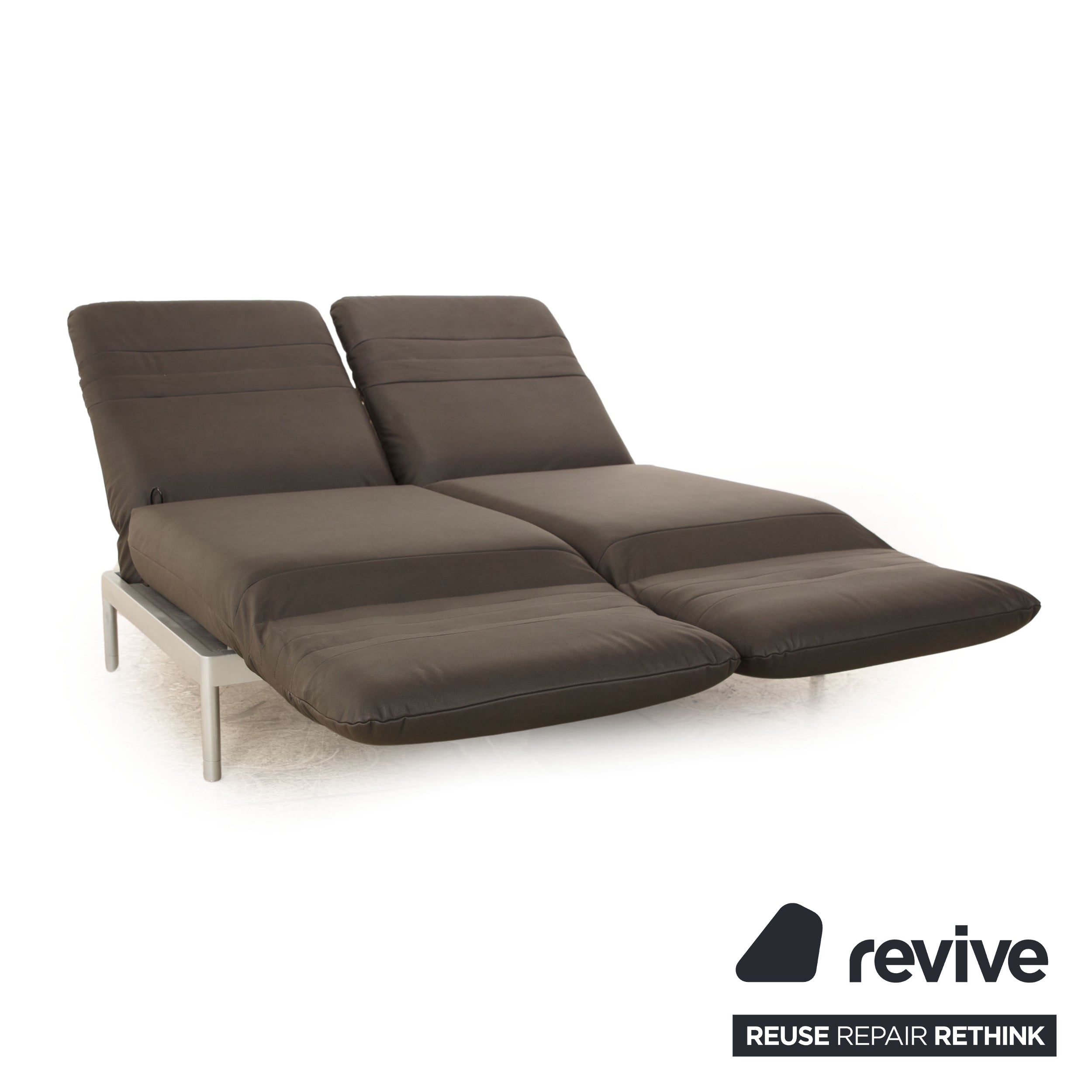 Rolf Benz Plura Zweisitzer Sofa veganes Leder (Textilleder) Schwarz Grau manuelle Funktion Couch Relaxfunktion