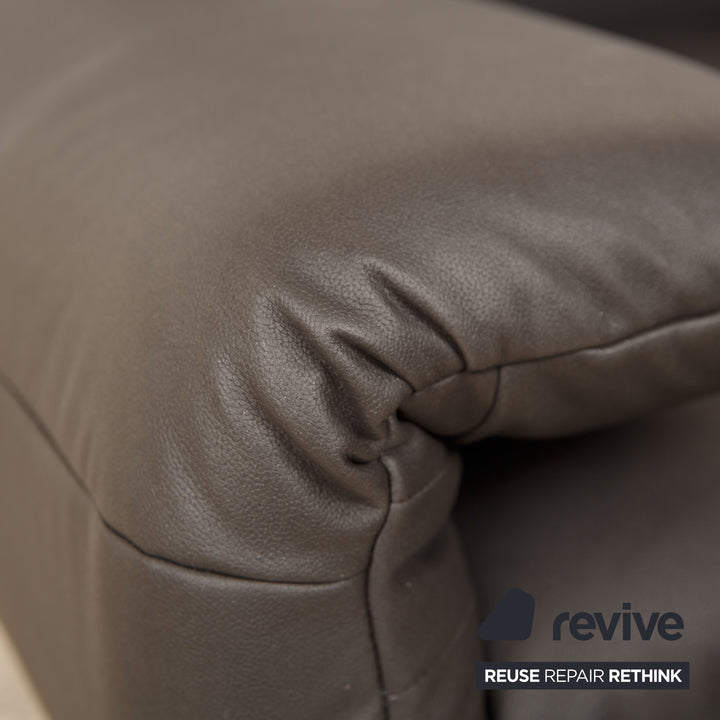 Rolf Benz Plura Zweisitzer Sofa veganes Leder (Textilleder) Schwarz Grau manuelle Funktion Couch Relaxfunktion