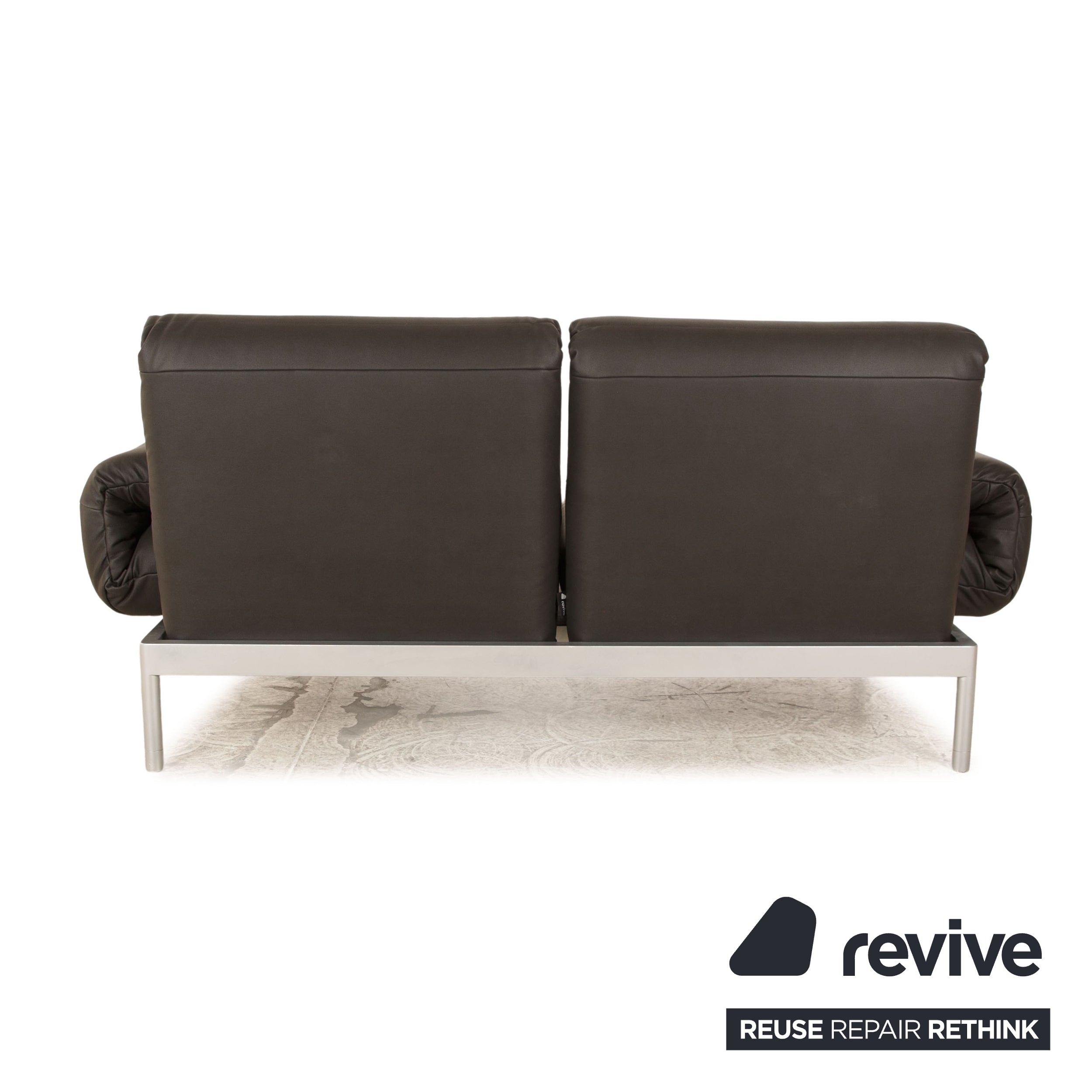 Rolf Benz Plura Zweisitzer Sofa veganes Leder (Textilleder) Schwarz Grau manuelle Funktion Couch Relaxfunktion