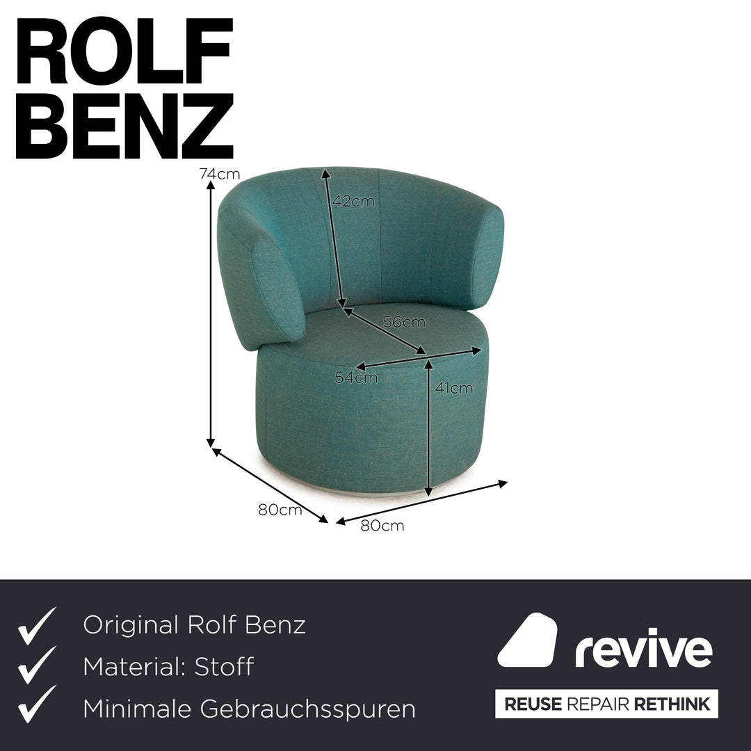 Rolf Benz RB 684 fabric armchair blue turquoise swivel function