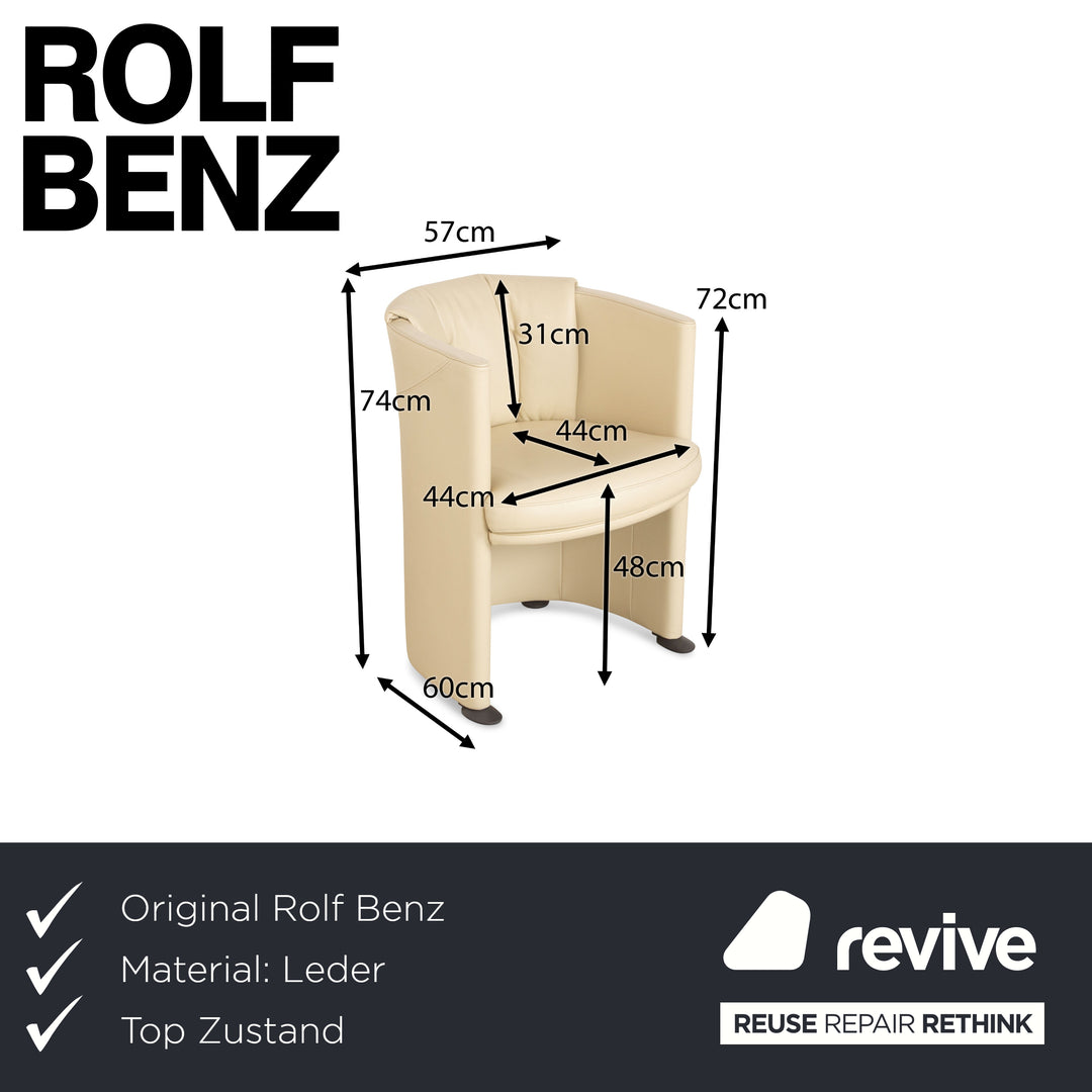 Rolf Benz ST-SE-7500 fauteuil en cuir crème écru