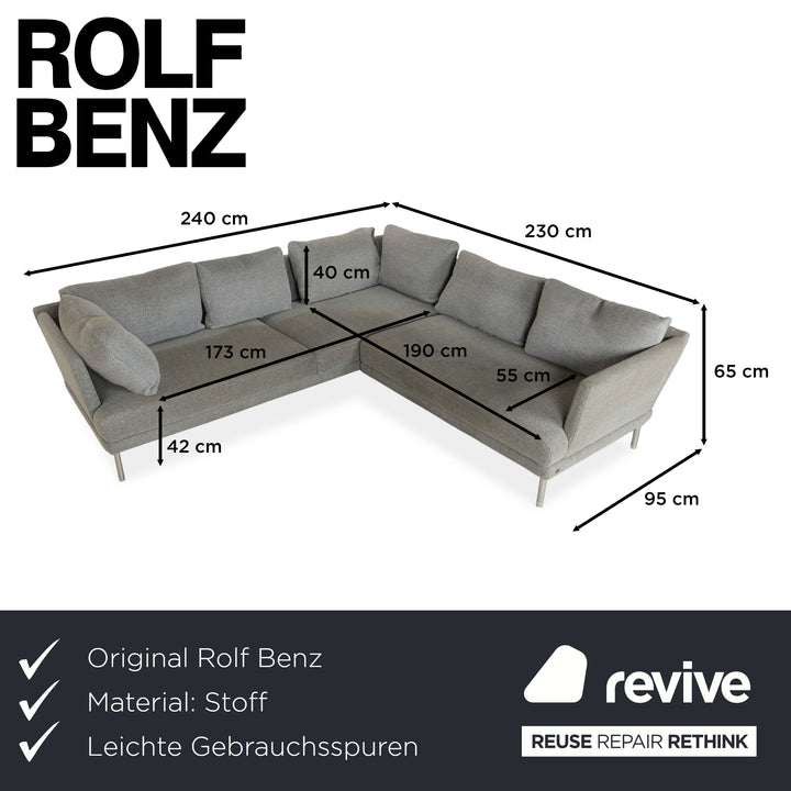 Canapé d'angle en tissu gris Rolf Benz
