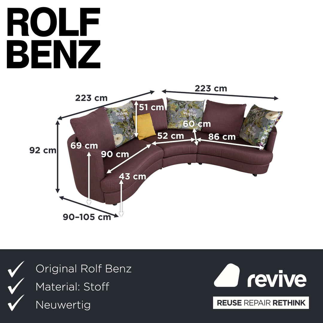 Rolf Benz Stoff Ecksofa Lila Gelb Sofa Couch Halbrund Modular