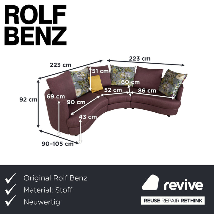 Rolf Benz Stoff Ecksofa Lila Gelb Sofa Couch Halbrund Modular