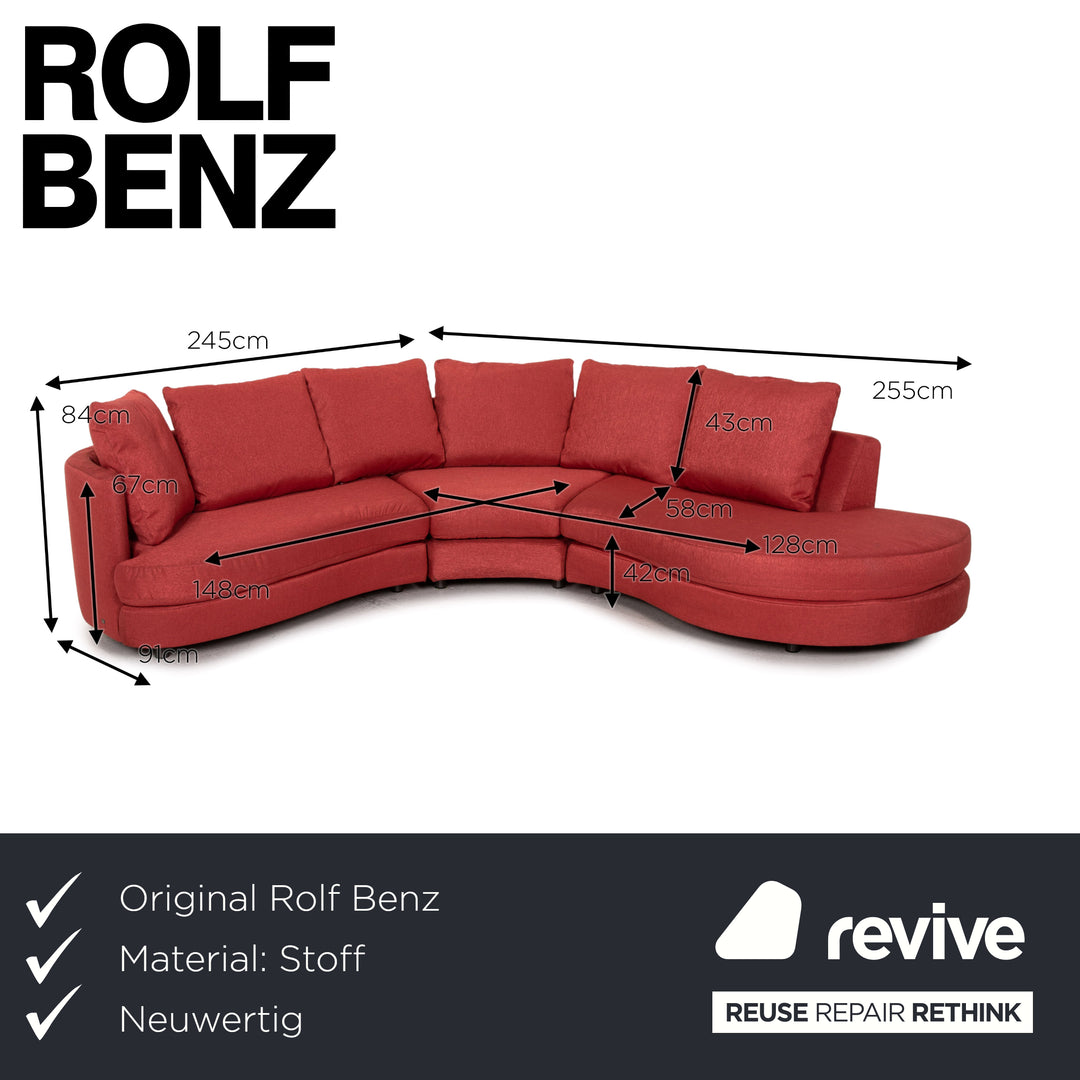 Rolf Benz fabric corner sofa red sofa couch