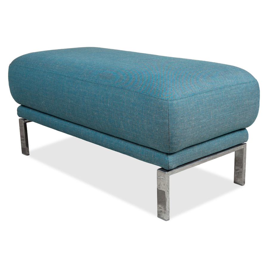 Rolf Benz Fabric Stool Blue Turquoise Chrome Feet