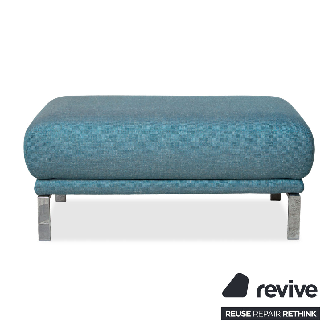 Rolf Benz Fabric Stool Blue Turquoise Chrome Feet