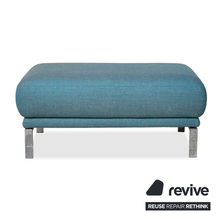 Rolf Benz Fabric Stool Blue Turquoise Chrome Feet