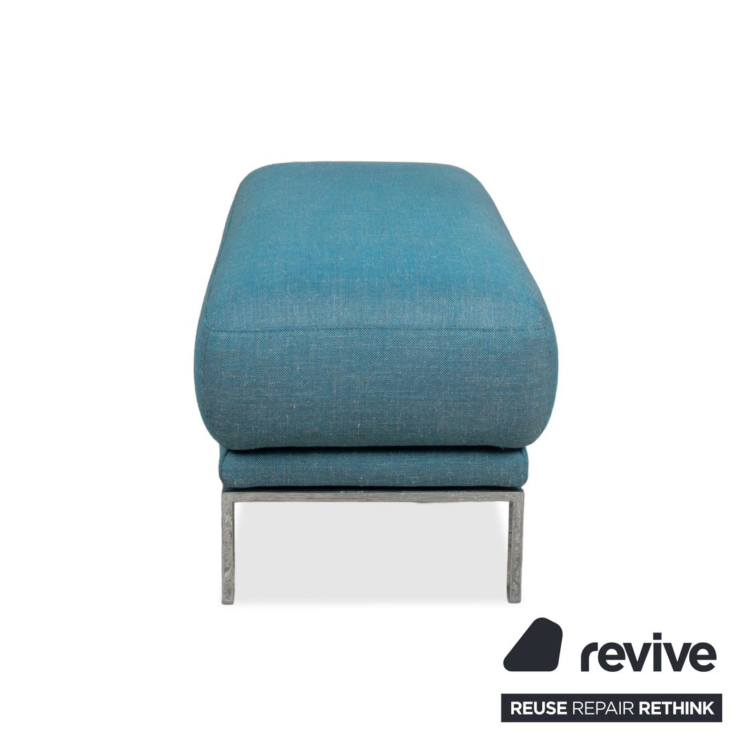 Rolf Benz Fabric Stool Blue Turquoise Chrome Feet