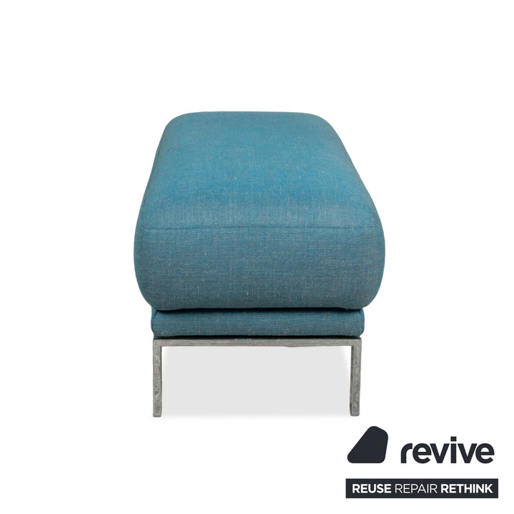 Rolf Benz Fabric Stool Blue Turquoise Chrome Feet