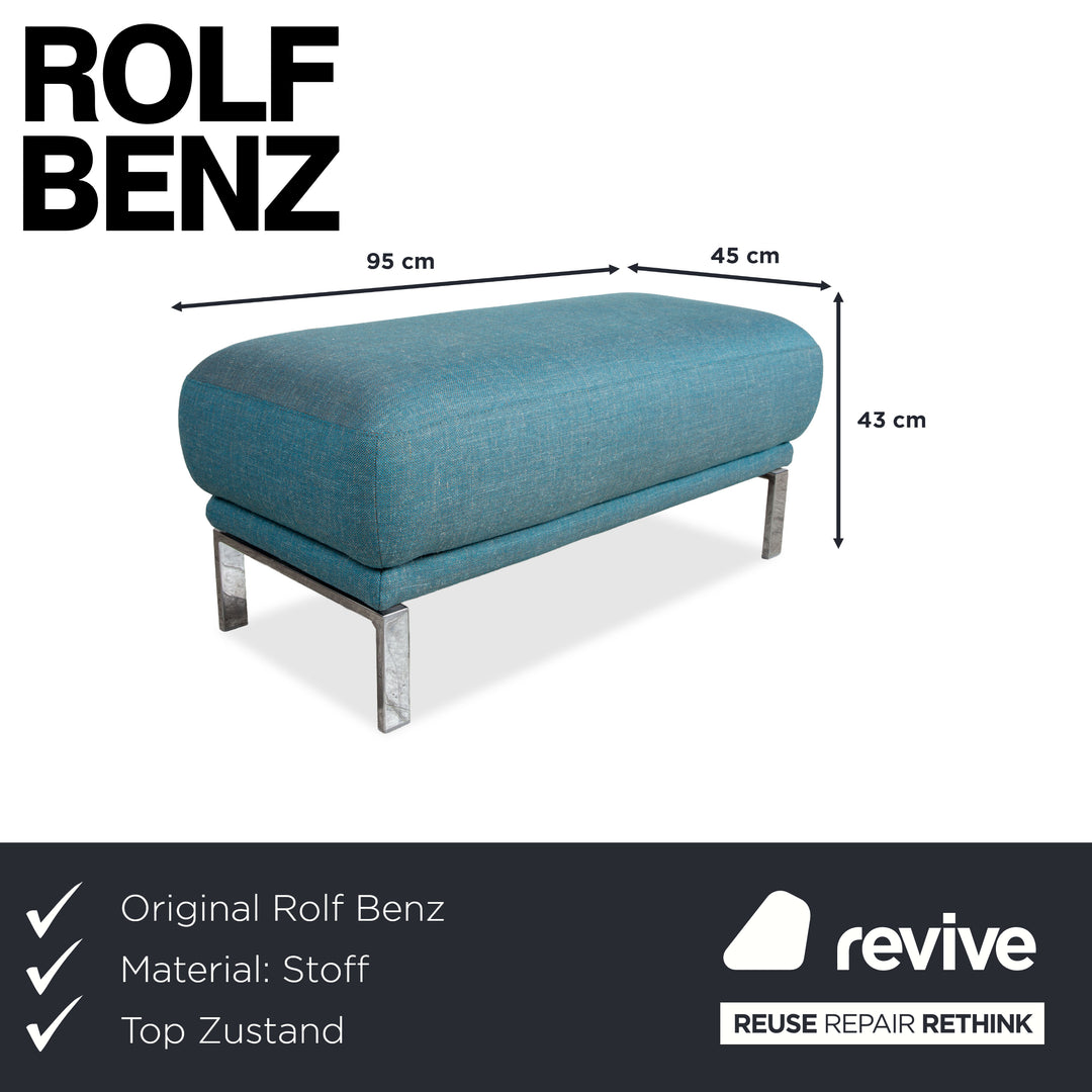 Rolf Benz Fabric Stool Blue Turquoise Chrome Feet
