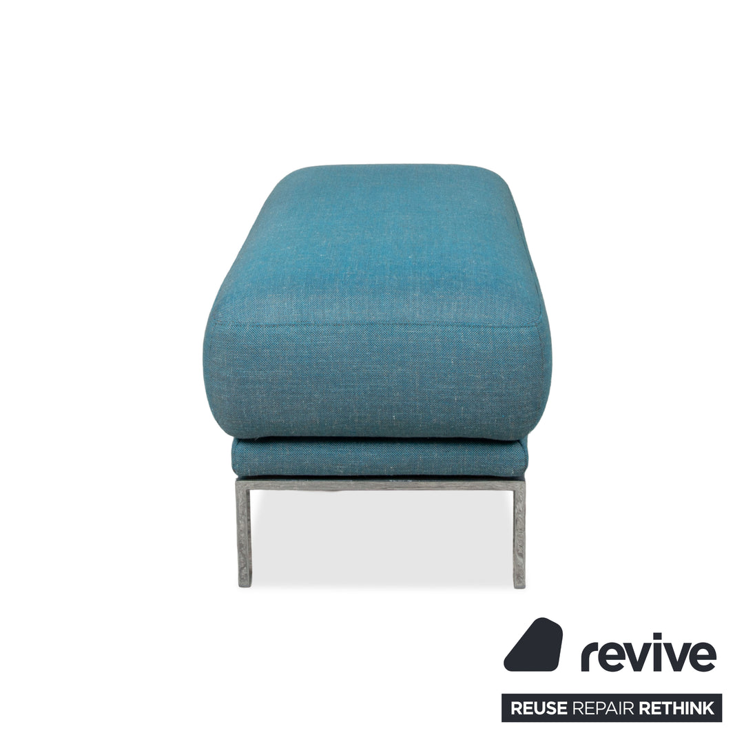 Rolf Benz Fabric Stool Blue Turquoise Chrome Feet