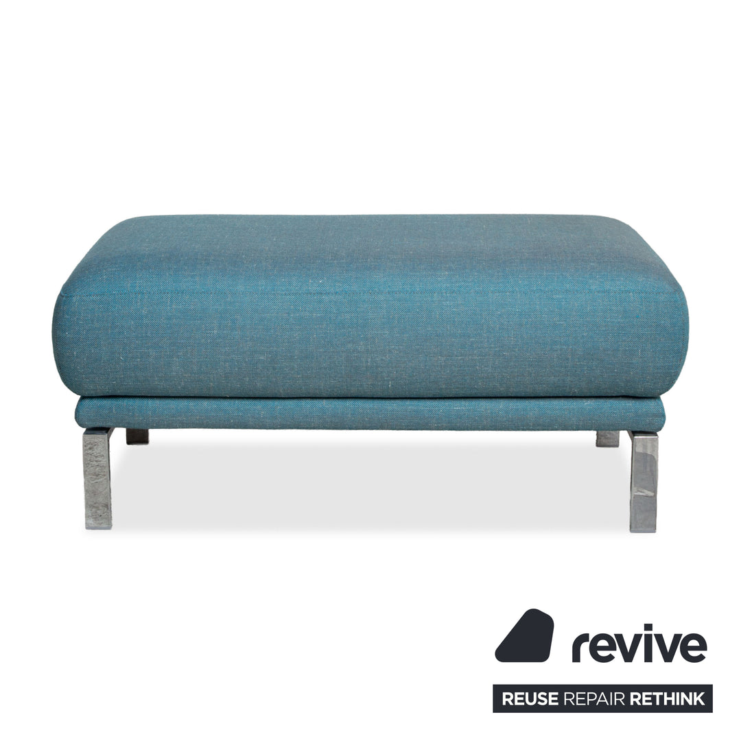 Rolf Benz Fabric Stool Blue Turquoise Chrome Feet