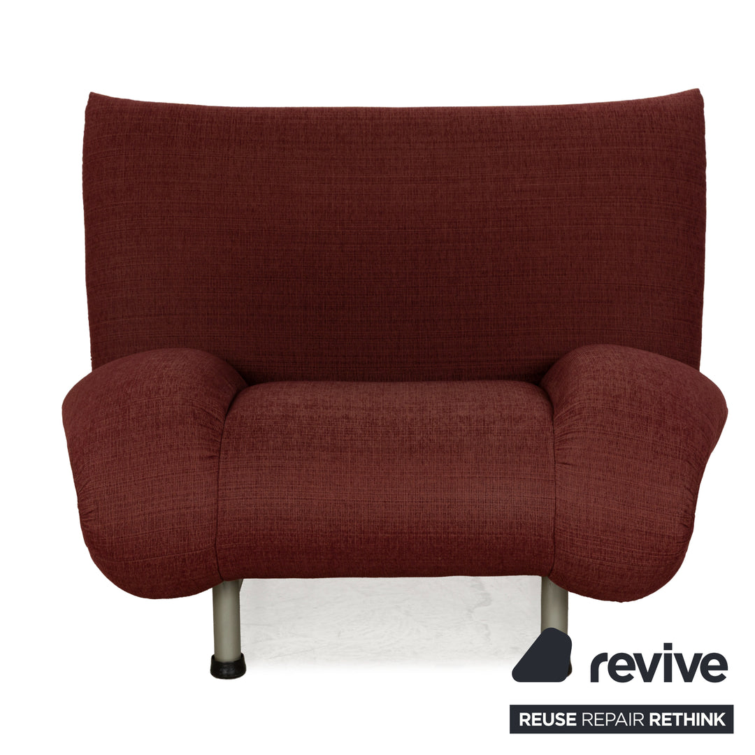 Rolf Benz fabric armchair set wine red stool