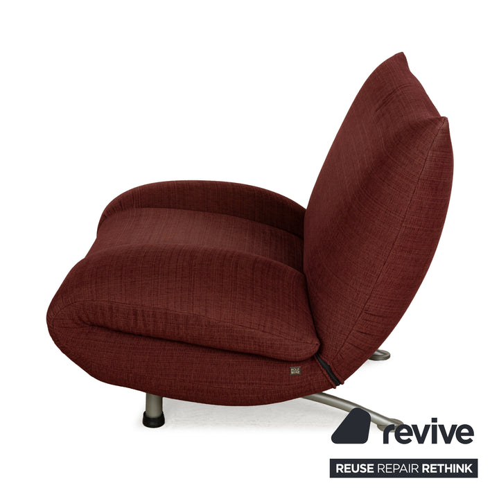 Rolf Benz fabric armchair set wine red stool