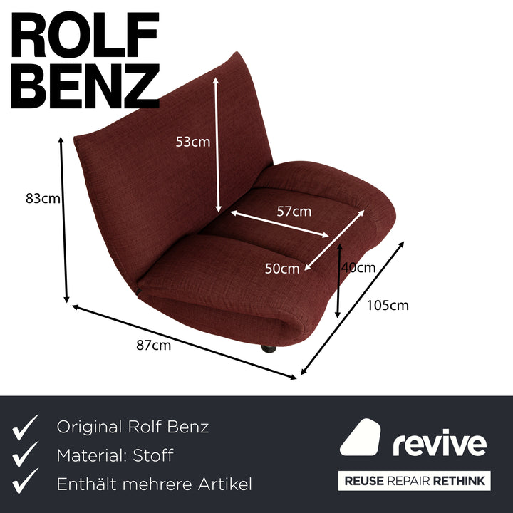 Rolf Benz fabric armchair set wine red stool