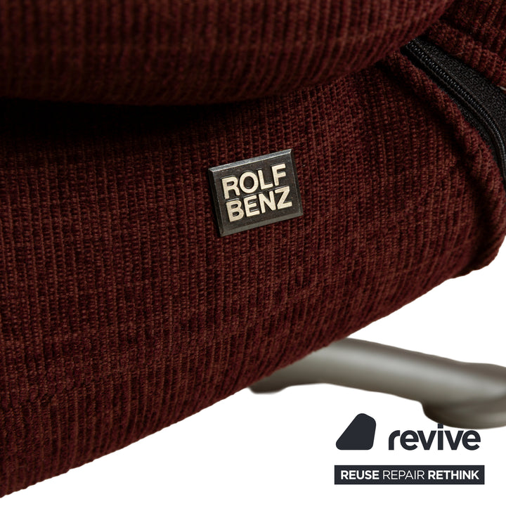 Rolf Benz fabric armchair set wine red stool