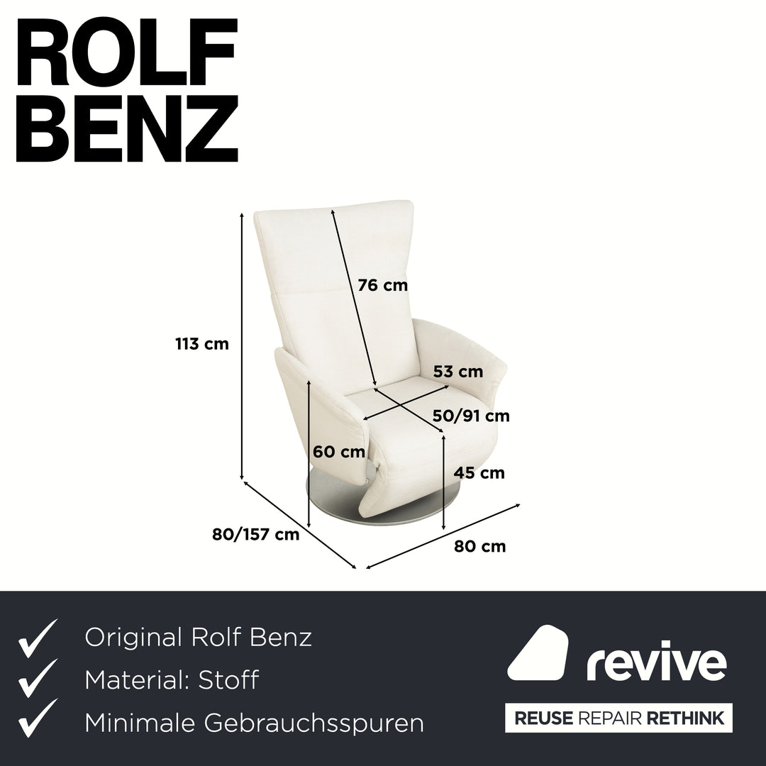 Rolf Benz fabric armchair white cream manual function