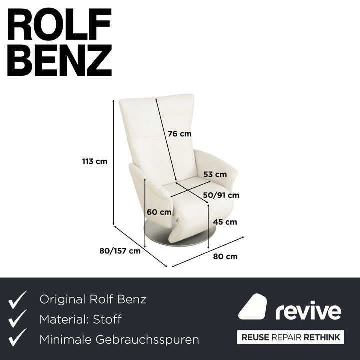 Rolf Benz fabric armchair white cream manual function