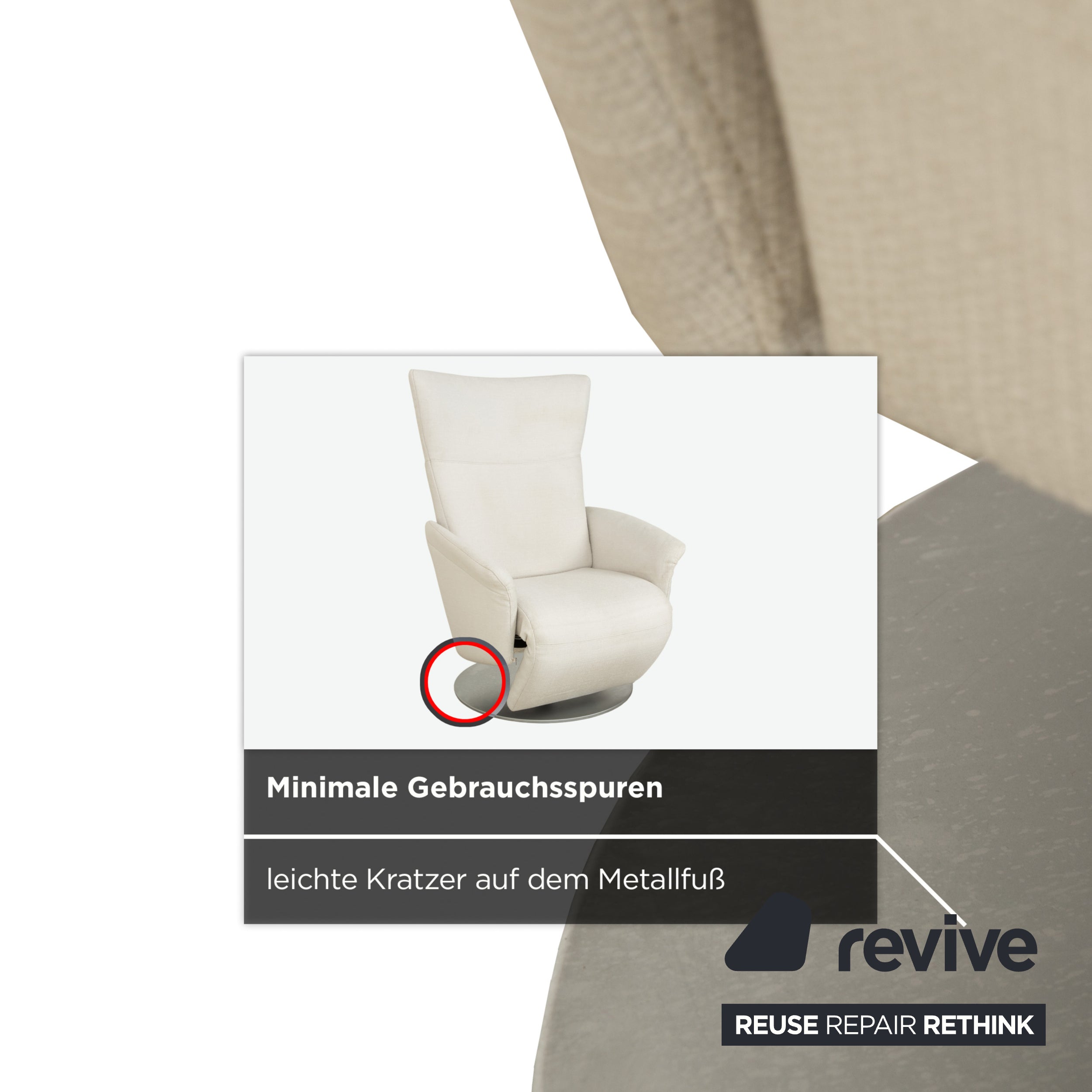 Fauteuil en tissu Rolf Benz blanc crème fonction manuelle