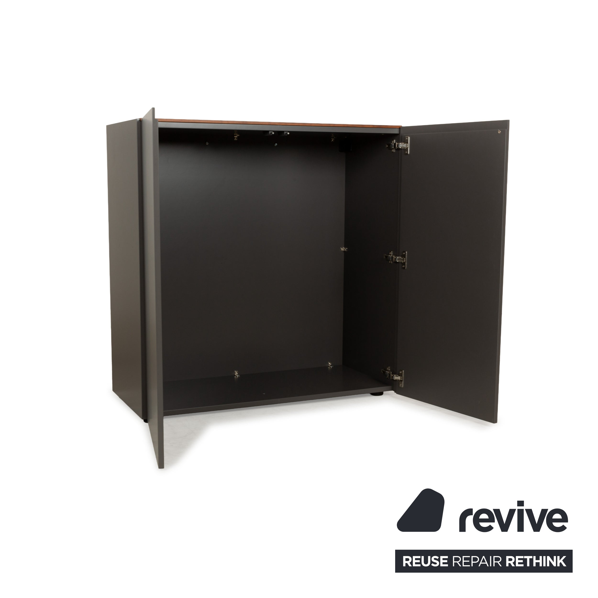 Buffet en bois Rolf Benz Stretto avec portes d'armoire grises