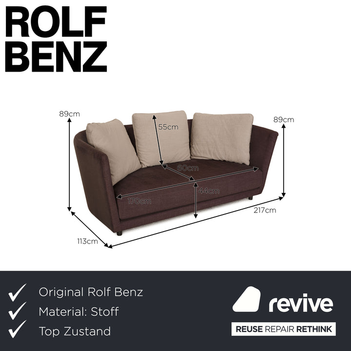Rolf Benz Tondo Stoff Dreisitzer Braun Sofa Couch