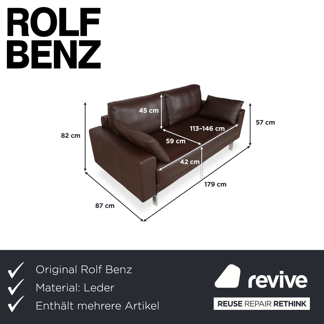 Rolf Benz Vida Garnitur Leder Zweisitzer Sessel Braun Sofa Couch Chrom