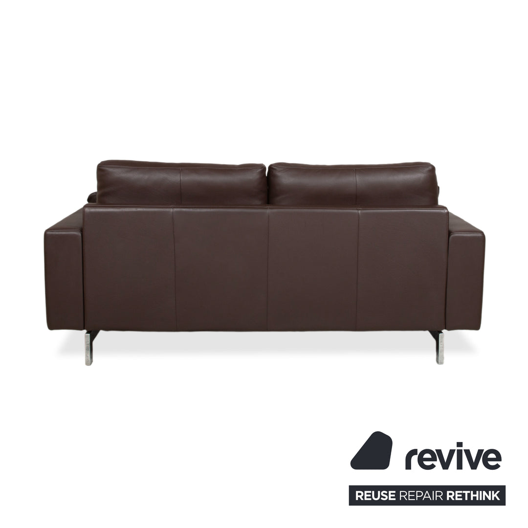Rolf Benz Vida Sofa Set Leather Two-Seater Armchair Brown Couch Chrome