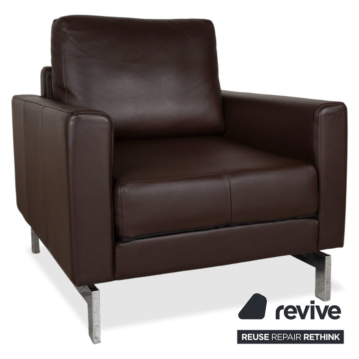 Rolf Benz Vida Garnitur Leder Zweisitzer Sessel Braun Sofa Couch Chrom